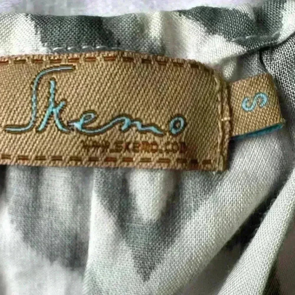 SKEMO NWOT Java Montana Short Dress Design Print Beaded With Elastic Waist Sz S - Picture 3 of 13